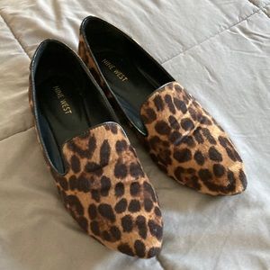 Nine West Faux Fur Leopard Print Flats